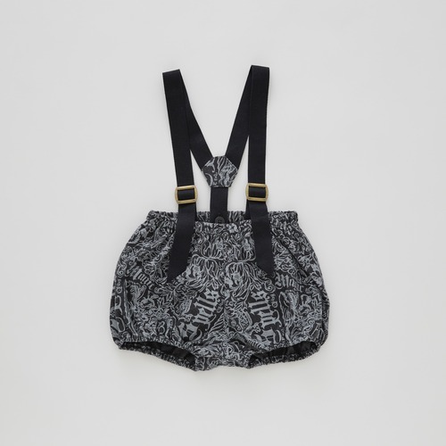 《eLfinFolk 2024AW》Magic Spell print Cotton Viyella Suspenders Bloomers / charcoal / 80・90cm