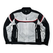 肩,肘,背中パット入り MOTORHEAD RIDERS モーターヘッドライダース メッシュ ライディング ジャケット サイズ BLW /ホワイト×ブラック×レッド