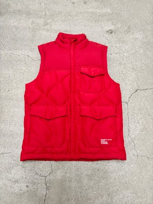 00～10s STUSSY/OUTER GEAR Down Vest/S/ダウンベスト/ロゴプリント/レッド/ステューシー/オ－ルドステューシー
