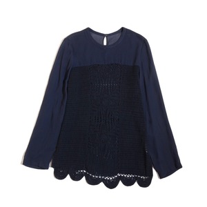 tricot COMME des GARÇONS  ad93  panel  crochet　chiffon pullover blouse