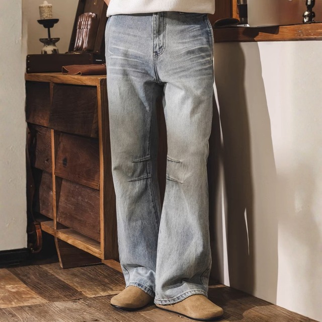 Vintage wash bootscut denim