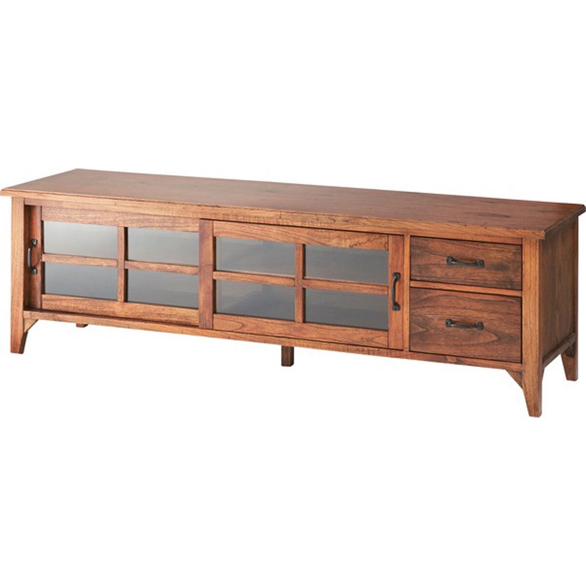 ティンバー ローボード ワイド 天然木 ミンディ ラッカー塗装 3mm強化ガラス