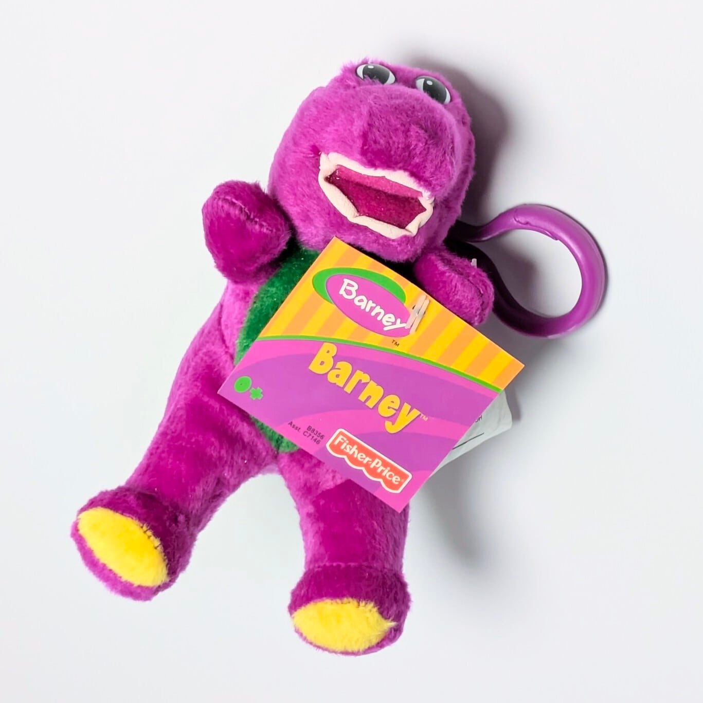 ☆ DEADSTOCK / VINTAGE 2003 ☆【 Barney & Friends ( バーニー&フレンズ ) 】『 Barney 』 ぬいぐるみキーホルダー / プラッシュキーホルダー / マスコット〚アメリカン雑貨 アメトイ〛