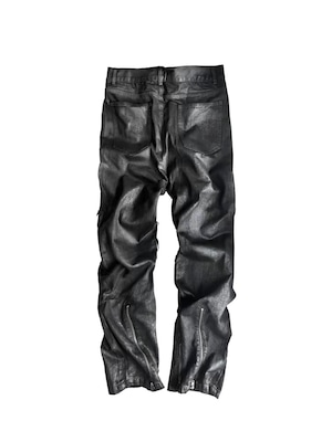 【CinderVein】Lace Up Waxed Coated Denim Pants