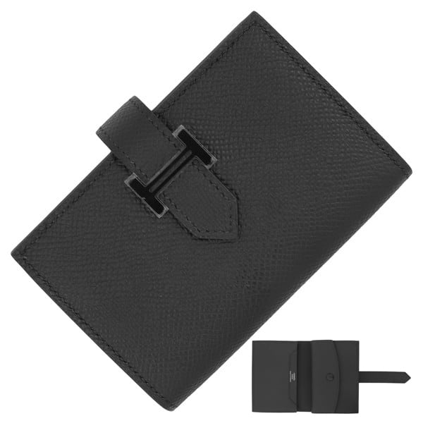 New HERMES エルメス 財布 ベアンミニ モノクローム ヴォーマダム 黒 ソーブラック 二つ折り財布 ウォレット 新品