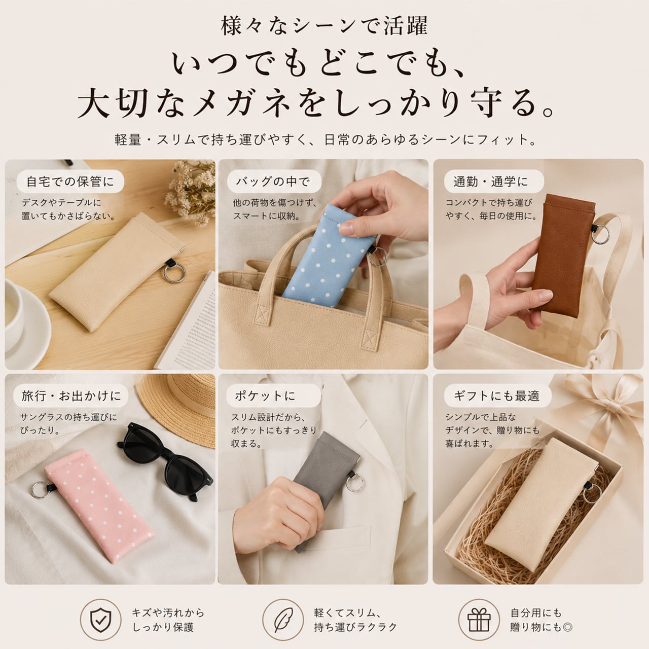 G84 .メガネ・サングラス用収納ケース（布付き・弾片式・吊り下げ可