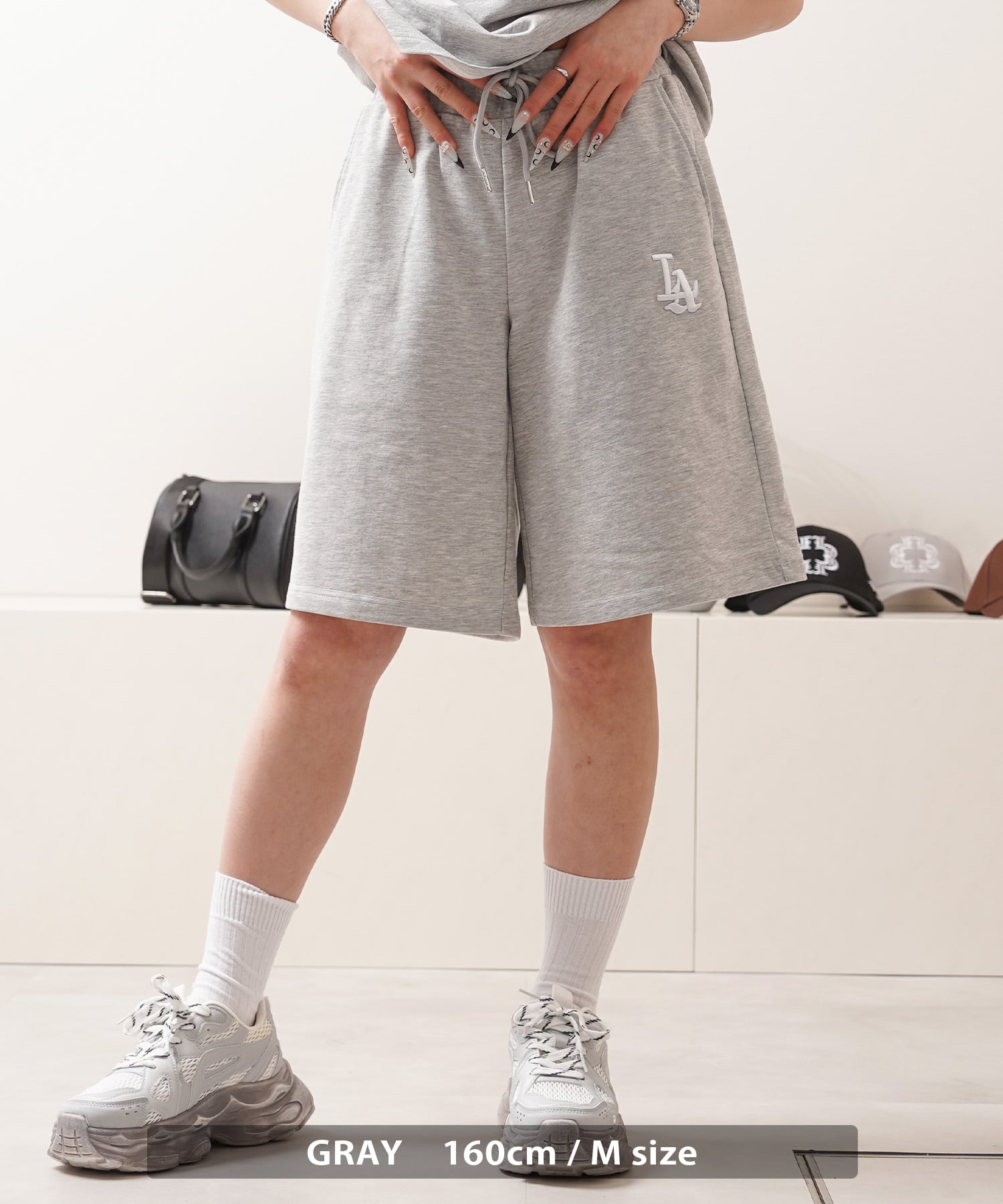 ◇LA ロゴ刺繍 スウェットショートパンツ◇yo-26002 | 1111clothing