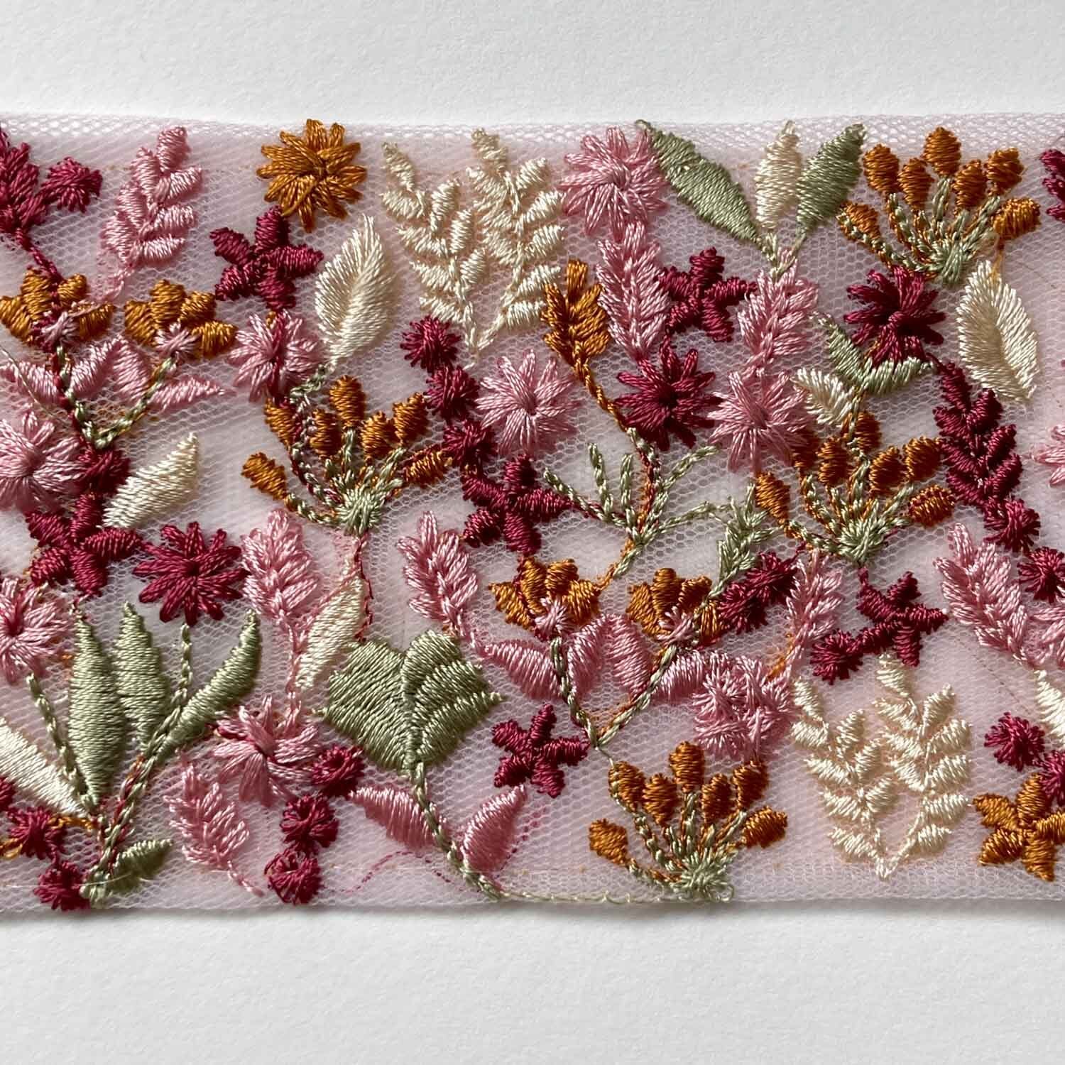 新色追加〉草花模様の太幅インド刺繍レース（50cm〜） | Dua