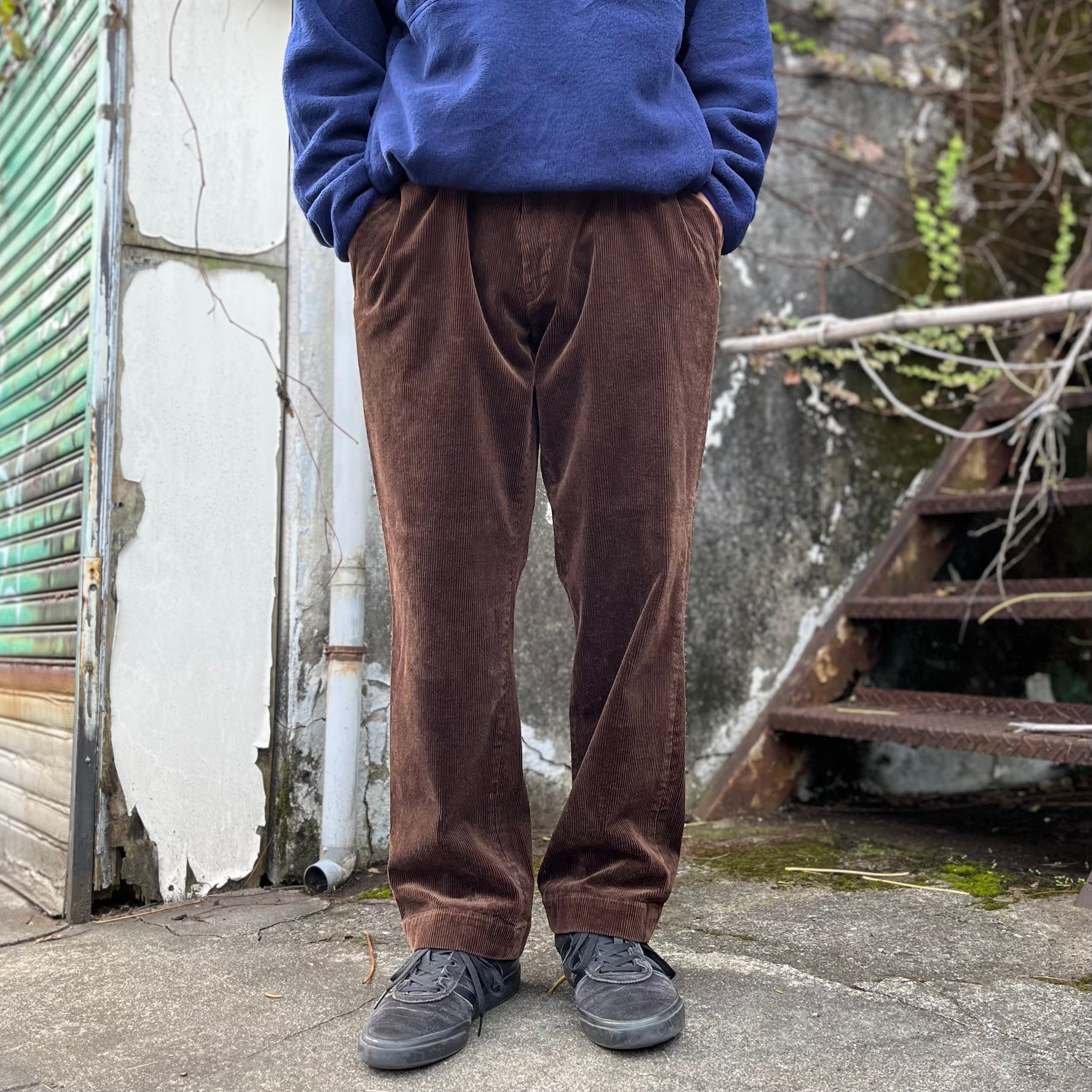 90s イージースラックス ブラウン ワイドパンツ デザイン古着 - 通販