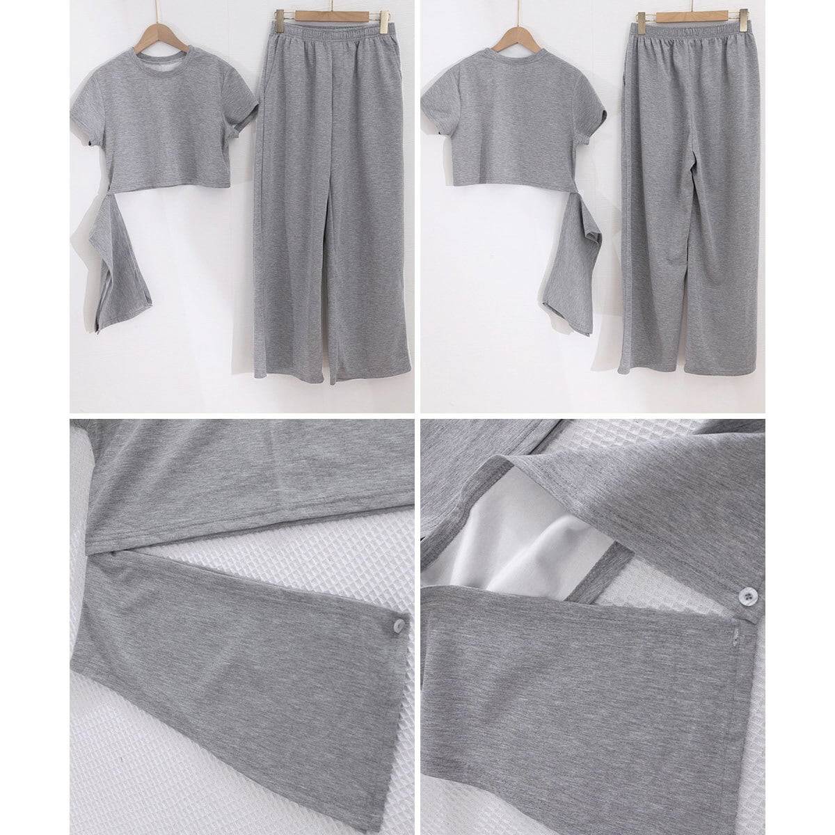 セットアップ クロップド丈トップス ワイドパンツ 2点セット