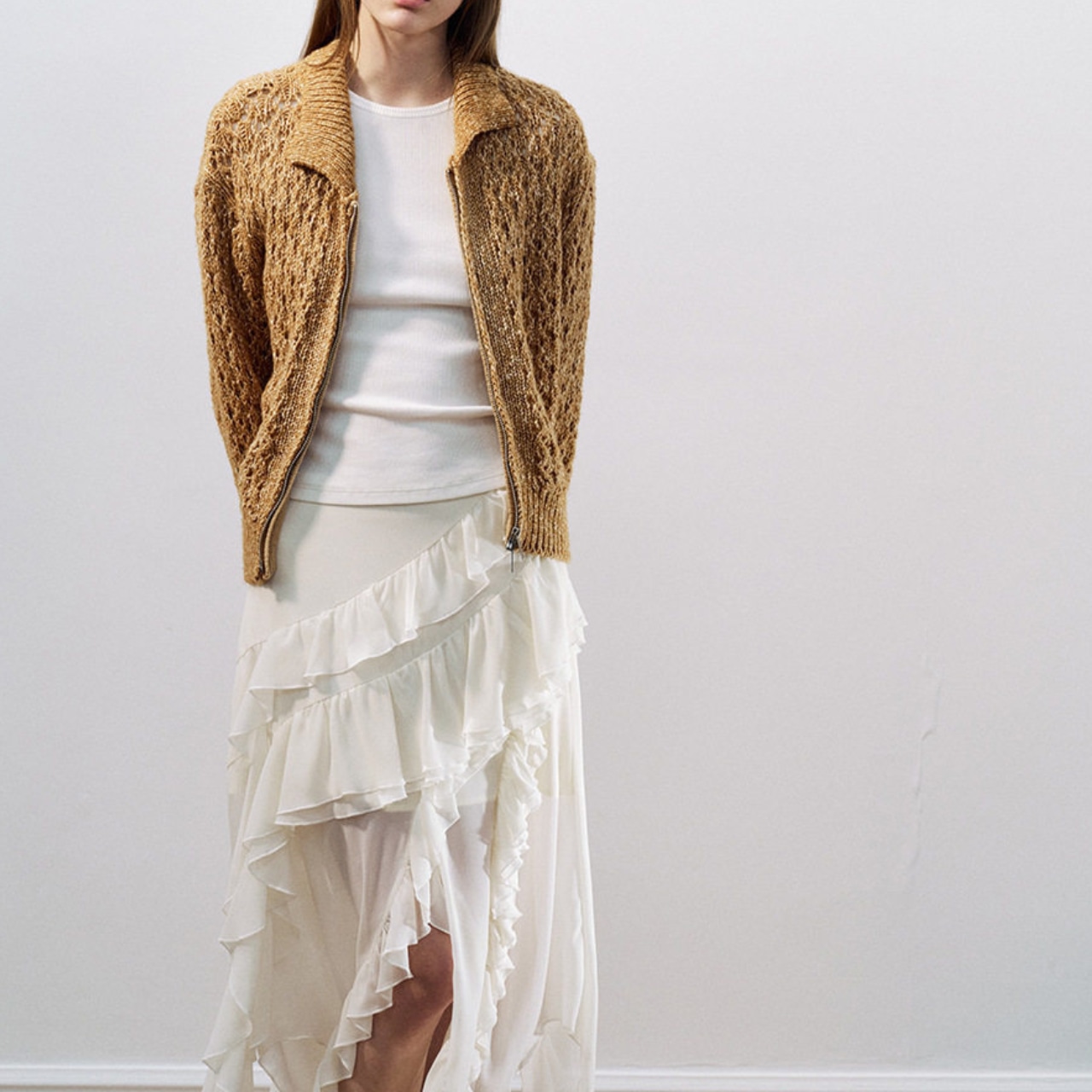 zip-up knit jacket 【3color】 T0757