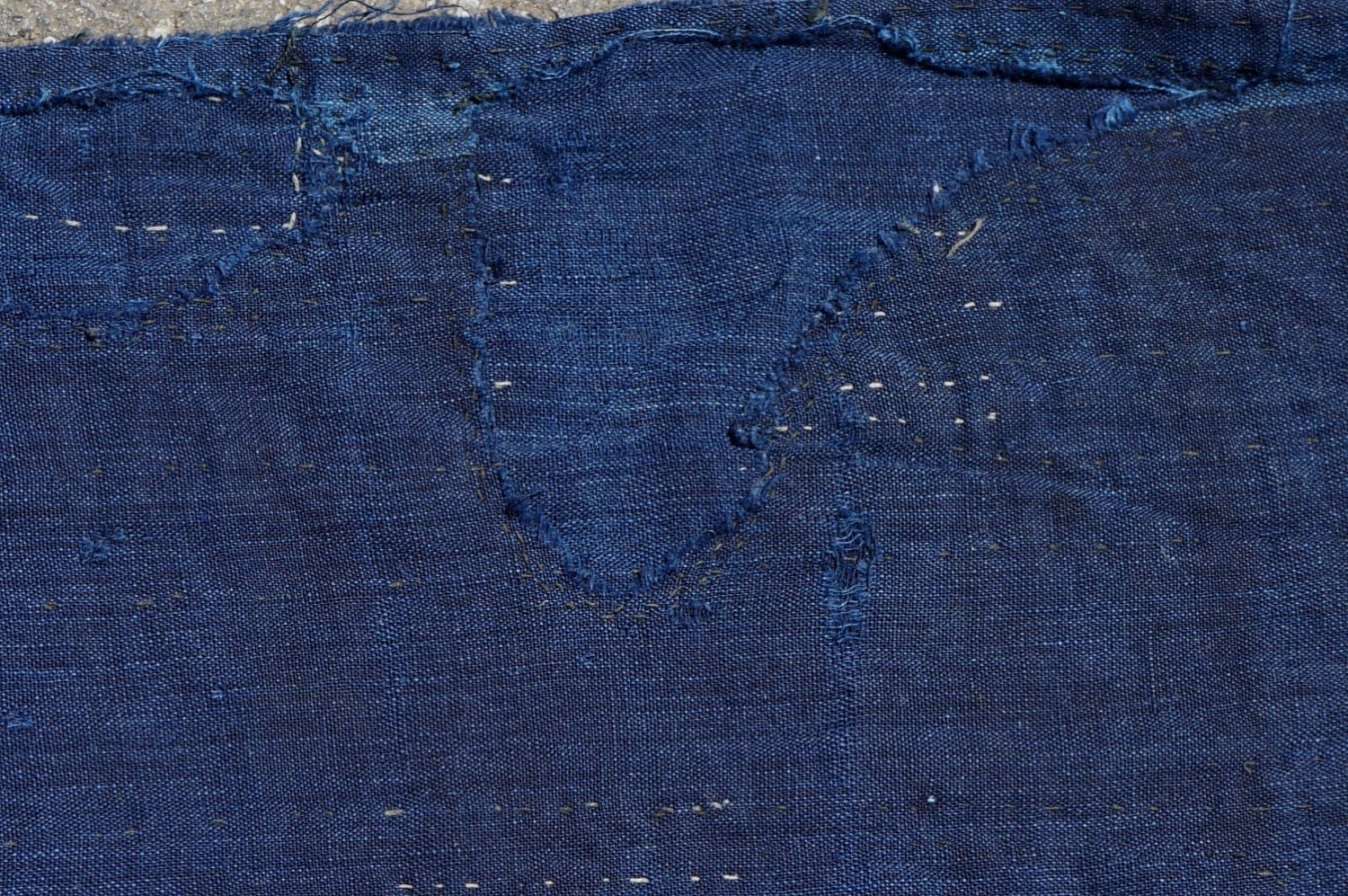 古布　刺し子の半纏　藍染　木綿　縞　襤褸　boro ボロ