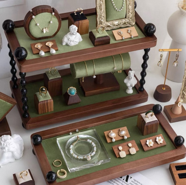 【10set】green   antique accesary display set ／グリーンアクセサリーディスプレイセット