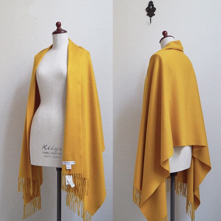 新品《国内正規品》ジョンストンズ カシミヤ大判ストール マスタード イエロー カシミヤ100% カシミア DRESSTERIOR