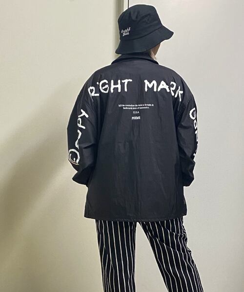 MARK GONZALES (マークゴンザレス) メッセージプリント コーチジャケット ブラック 2G5-61914