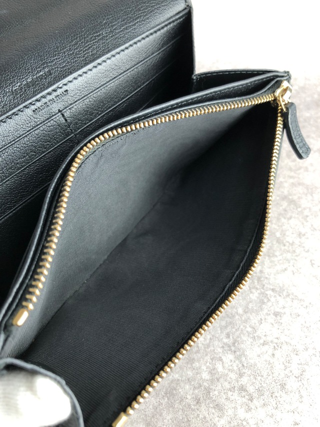 Yves Saint Laurent イヴ・サンローラン 財布 ブラック YSL レザー 長財布 vintage ヴィンテージ オールド ipdgzz