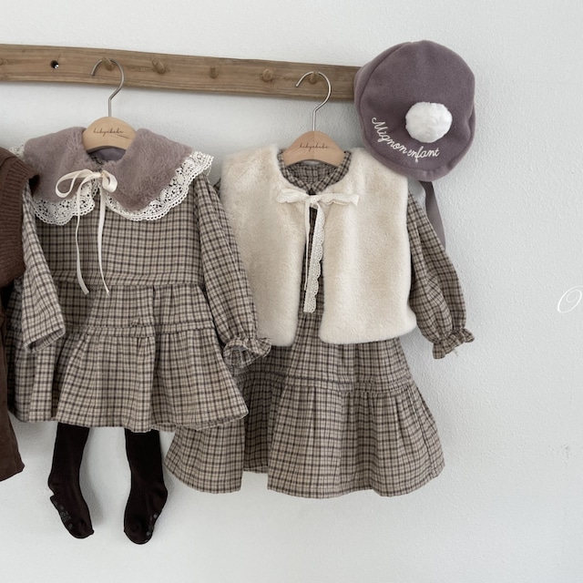 《予約》oren ¨ kids) brioche check dress