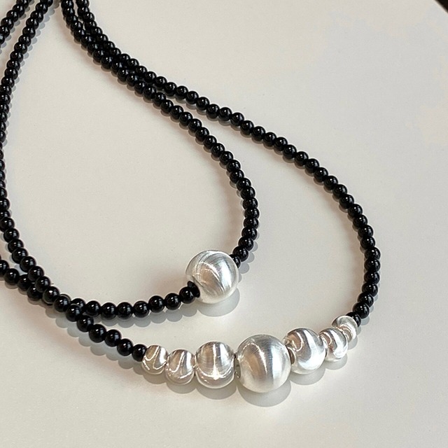 DEMI猫目石＆ブラック瑪瑙ネックレス 2s