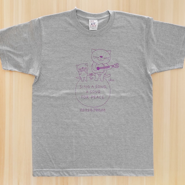 Tシャツ「Love cats Love dogs1 」ヘザーグレー