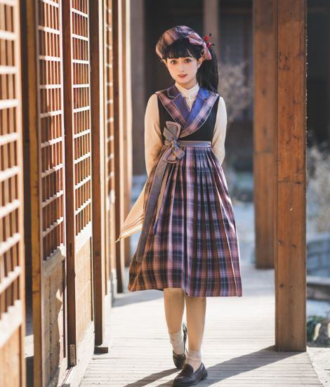 ワンピース 和ロリ 和風 秋冬 ミディアム丈 ロング丈 ひざ下丈