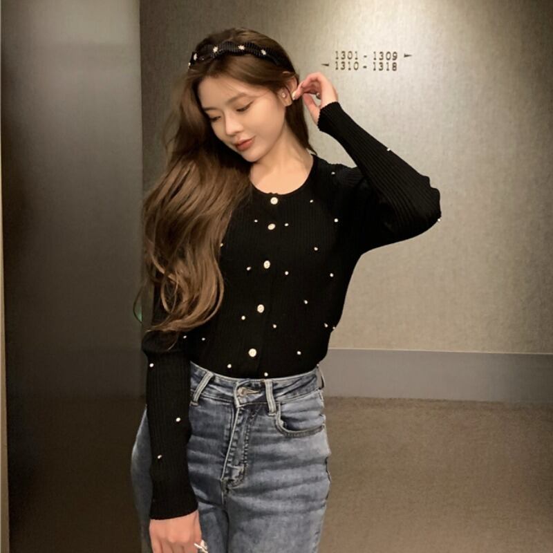 ブラックセーター スプリングスリムショートブラウス シャツ 春物 YY-ファッション66743126934