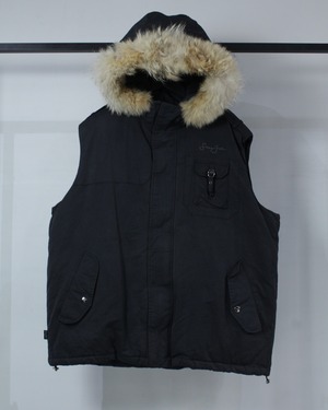 【Caka BLACK】“Sean John” Military Detail Faux Fur Hooded Padded Vest