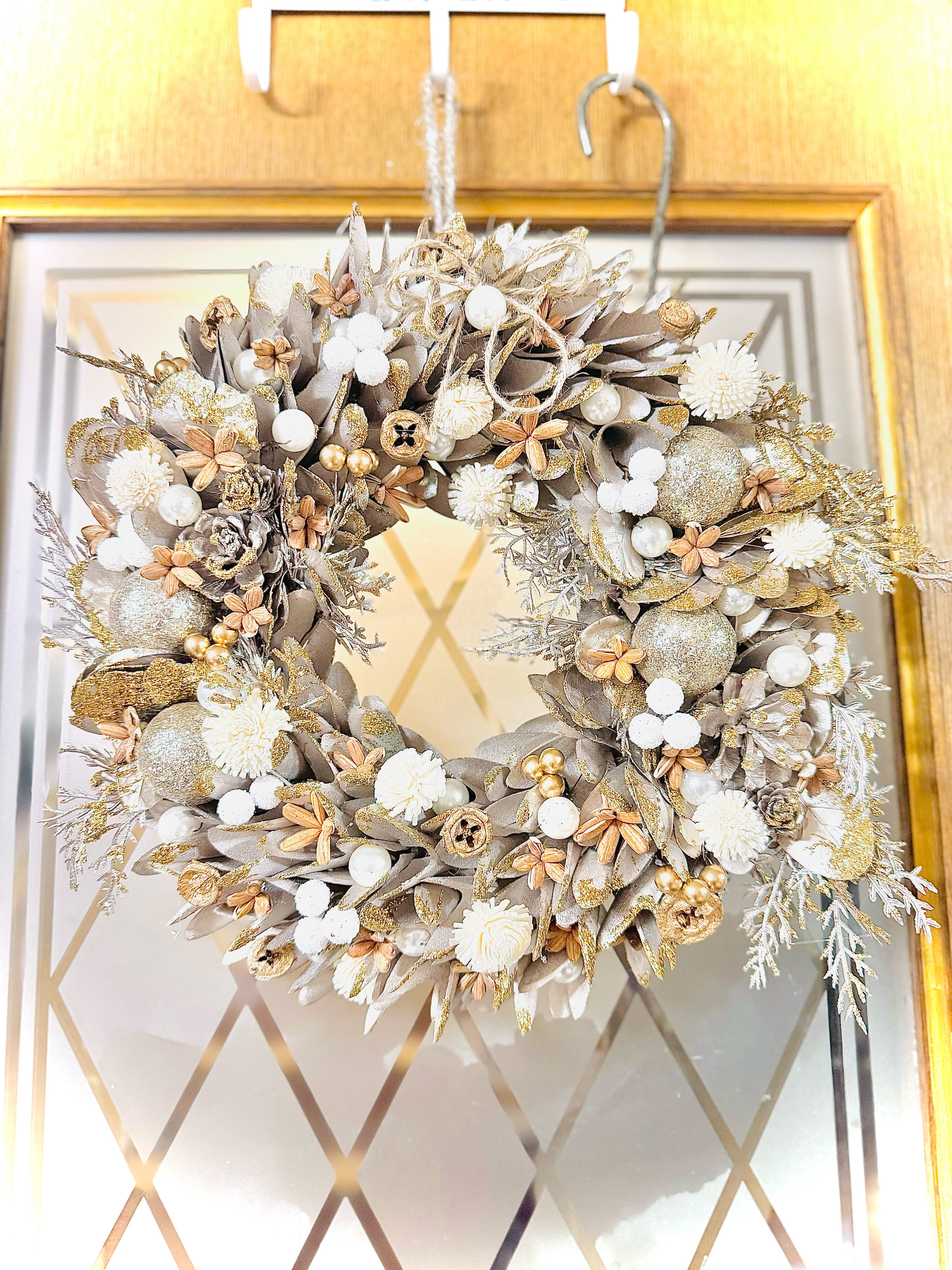 数量限定】ソラフラワーと木の実のクリスマスリース（直径30cm