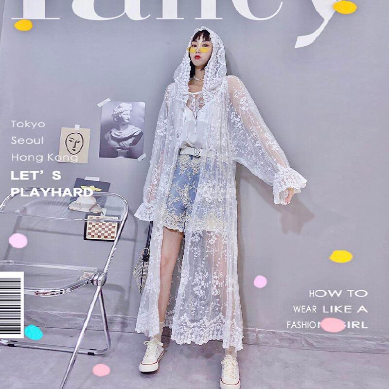 サマードレス レースカーディガンスタイルジャケット 大きめサイズ 夏物 ヨーロピアン ミックスインファッション20608805876