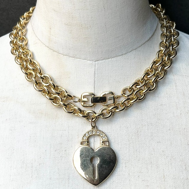GIVENCHY BIG HEART MOTIF LONG CHAIN NECKLACE/ゴールド/ネックレス 