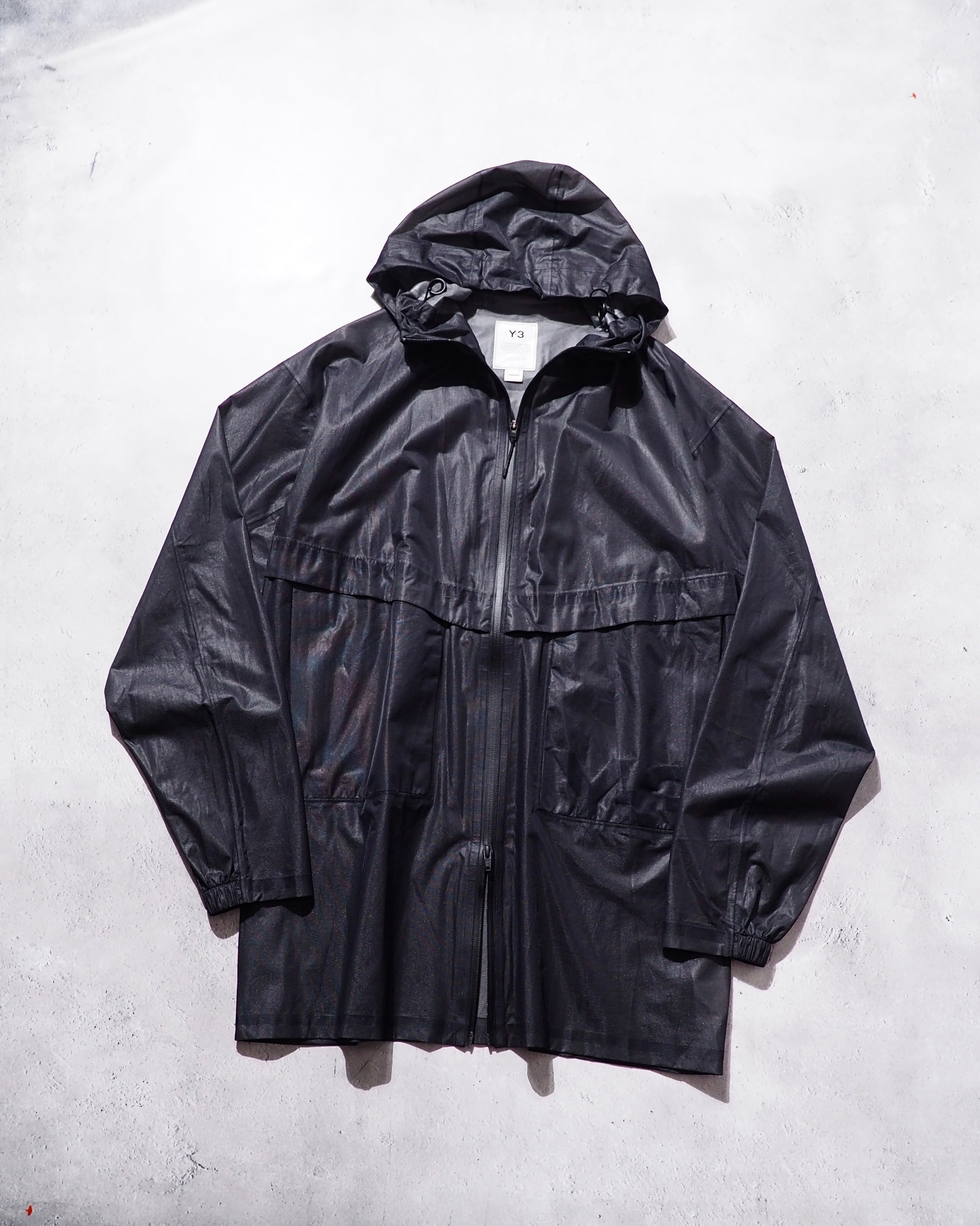 "Y-3(Yohji Yamamoto)" Black sheer Waterproof Nylon Tech Full zip jacket