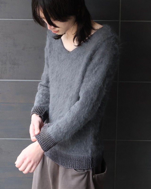 shaggy vneck knit