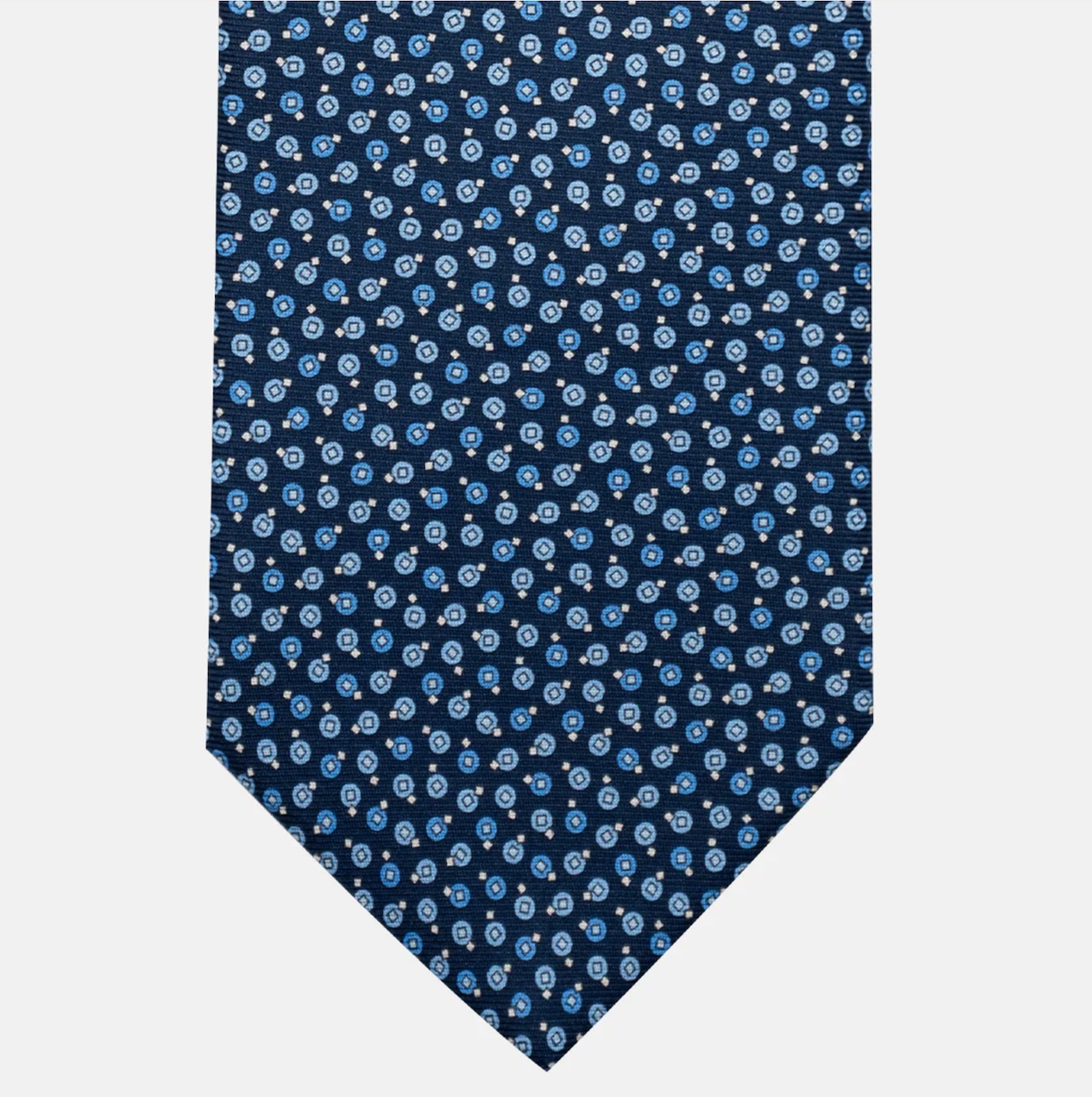 3-Fold Silk Tie, Geometric Pattern, Blue and Grey - JA055946-2