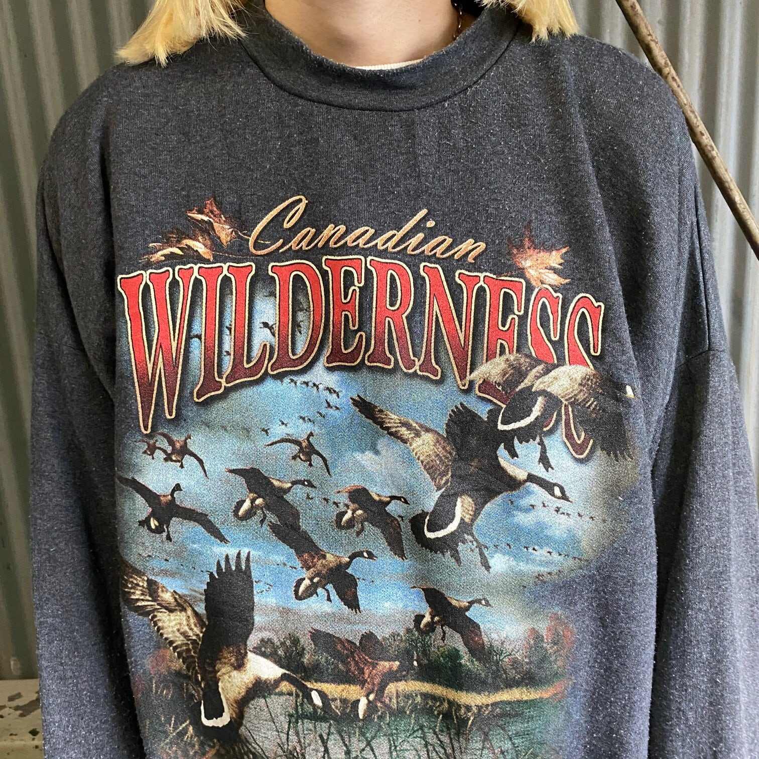 カナダ製 80年代〜90年代 WILDERNESS 鳥 アニマルプリント スウェット