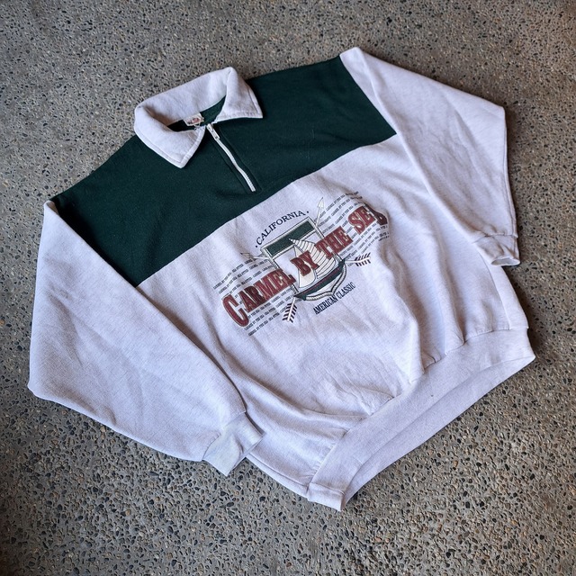 アメリカ製 ハーフジップ カレッジプリントスウェット used [304027]