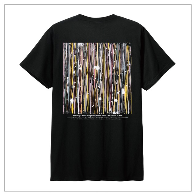 原画印刷 | Tシャツ（半袖）#030 | 背面に作品プリント | 黒ベース