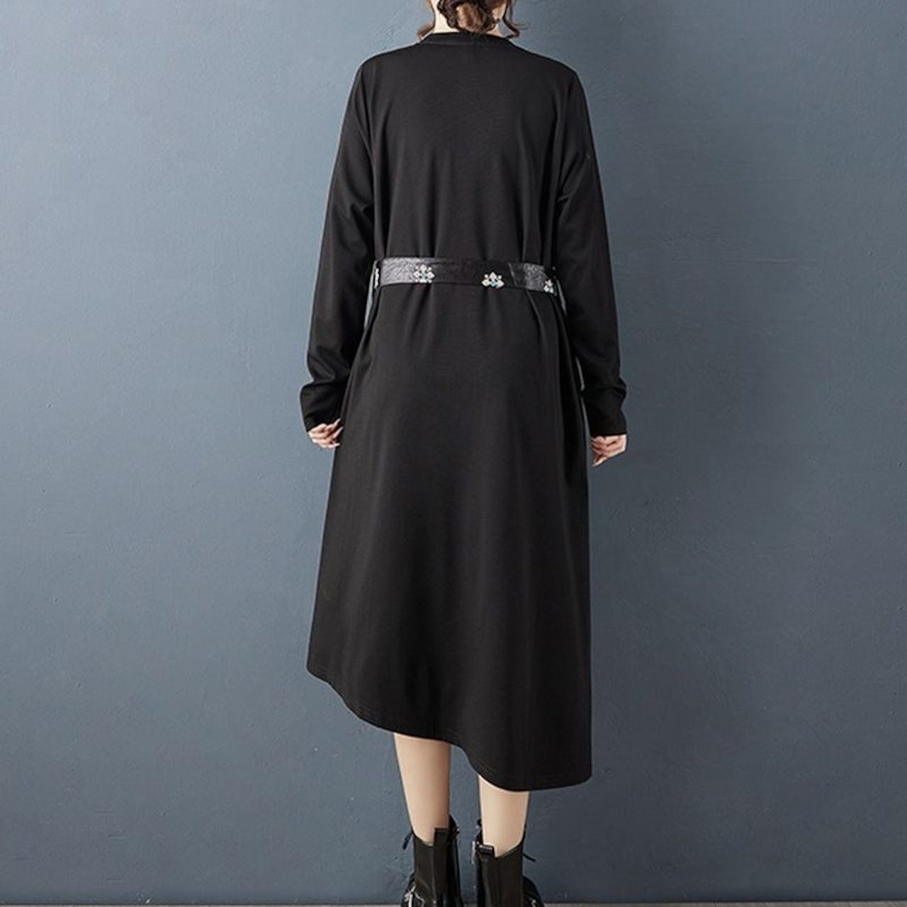 アシンメトリー 小花モチーフ ワンピース00270