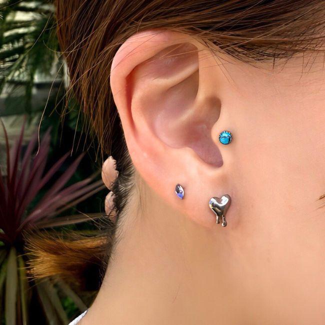 ボディピアス 18G 16G コッパーターコイズ 天然石ピアス 金属