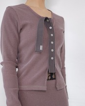 kotoha yokozawa - Click Dot Cardigan ：Cacao｜クリックドット／製品染めリブ＋ヘビー綿テープ