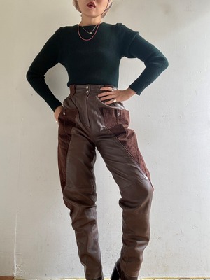 70-80s Vintage High Waist Design Leather Pants