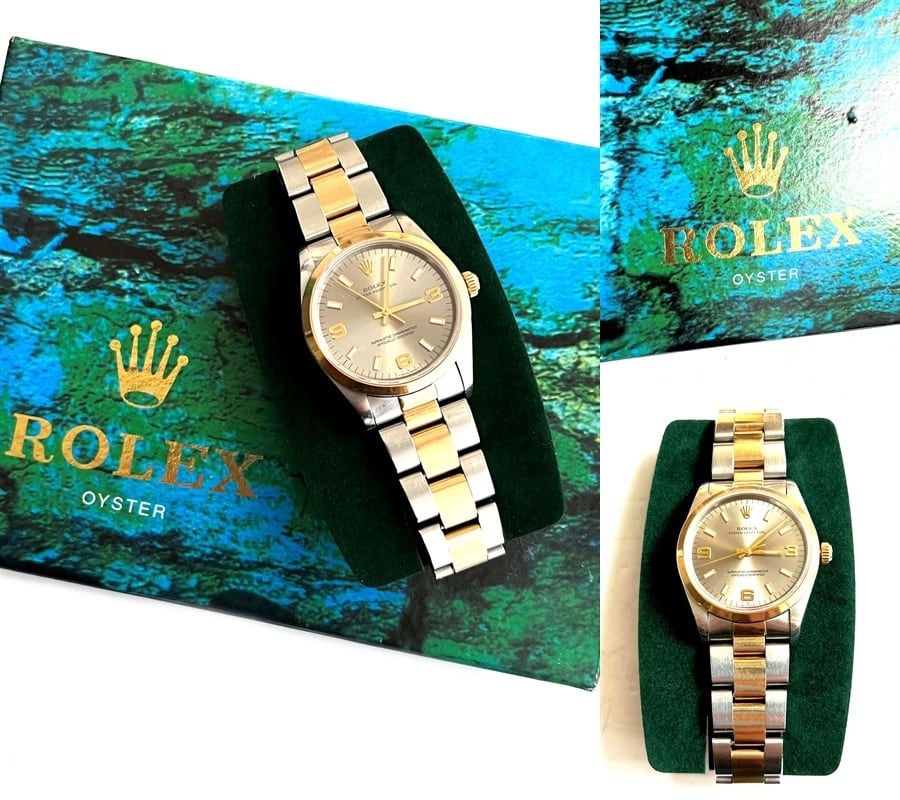ROLEX ロレックス オイスター パーペチュアル K18YG グレー