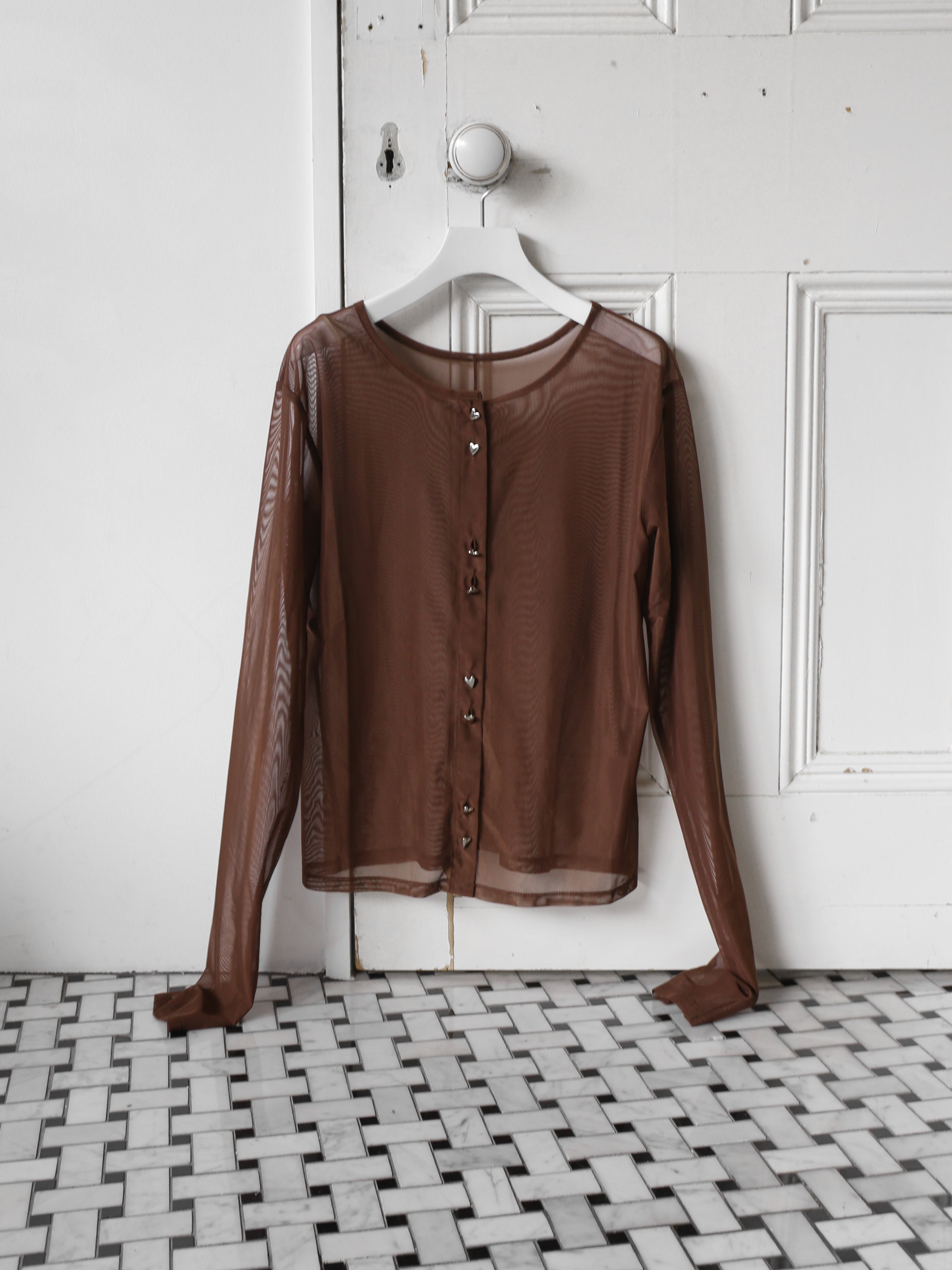 sheer mesh heart cardigan | Katrin TOKYO