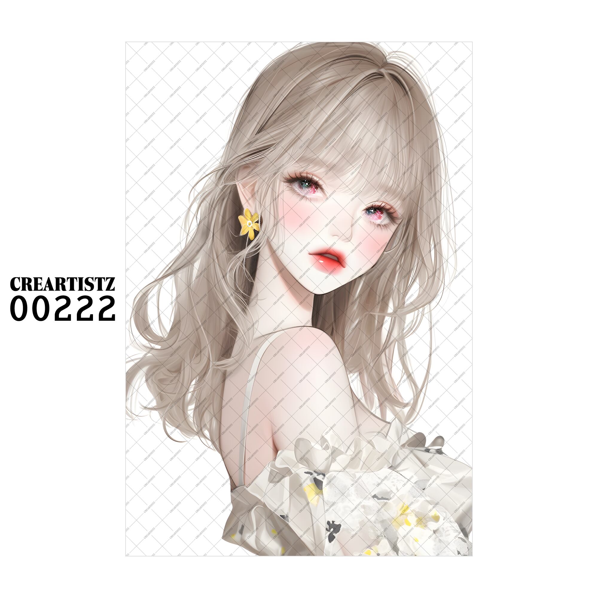 00222 ガール キュート オリジナル ペーパー/ステッカー 4枚セット CREARTISTZ