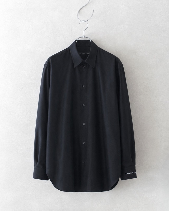my beautiful landlet WOOLMIX AIRY TYPEWRITER OVERSIZE SHIRT NAVY
