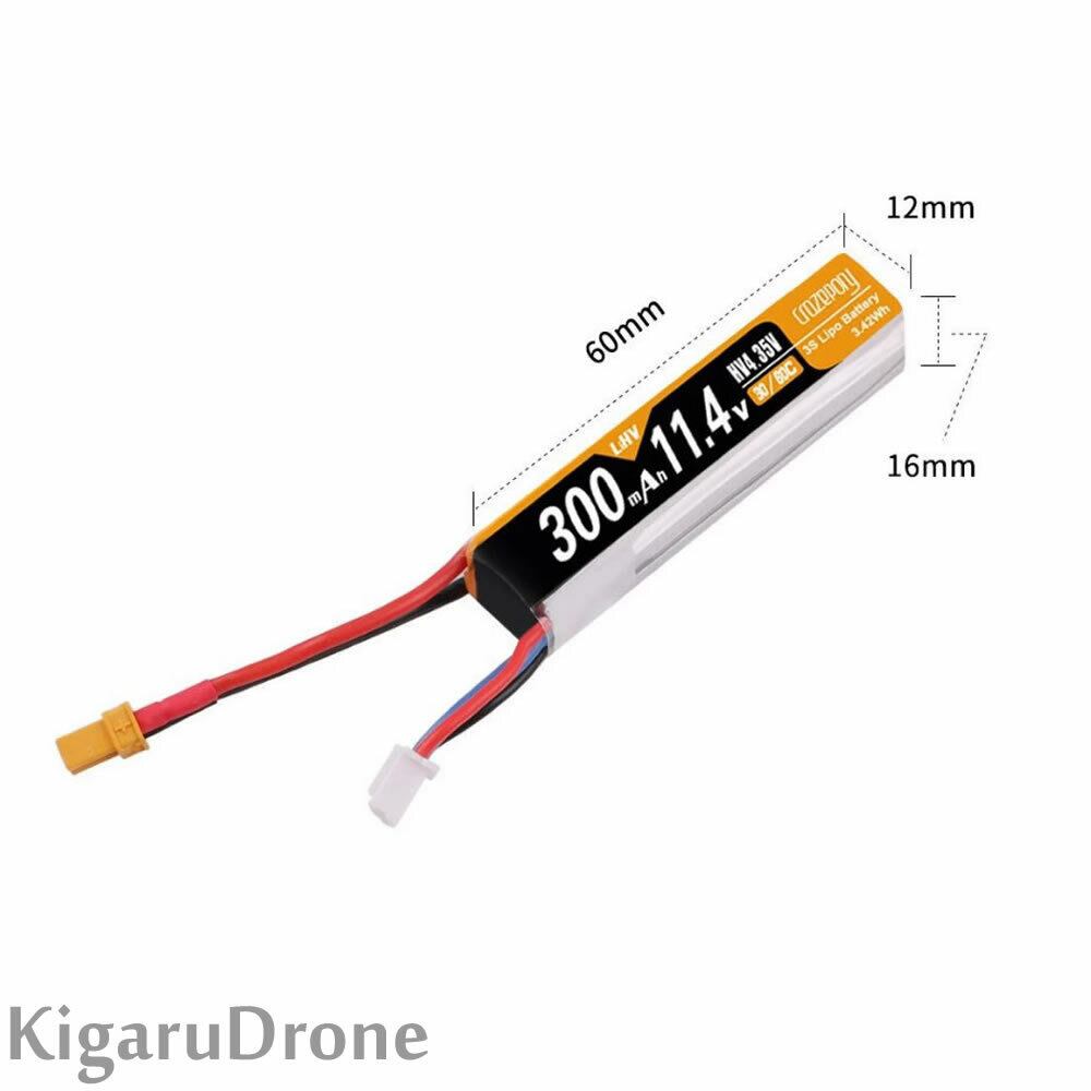 3S HV】タイプA Crazepony 3s 300mAh 11.4v HV 30/60C LiPo Battery with XT30 コネクター  | KigaruDrone