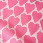 ブロックプリント生地【50cm単位】インド綿 ハート柄 ピンク #25810-PK1