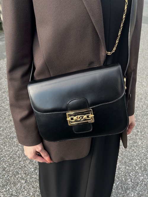 CELINE セリーヌ ショルダーバッグ ブラック ホースビット レザー vintage ヴィンテージ オールド jh7wiz