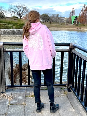 オリジナルフーディー　インディアン2オルテガ　ピンクｘホワイト