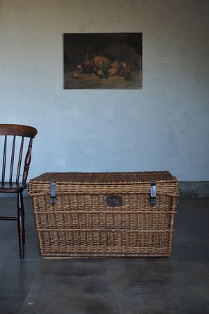 大きな収納バスケット-antique willow basket