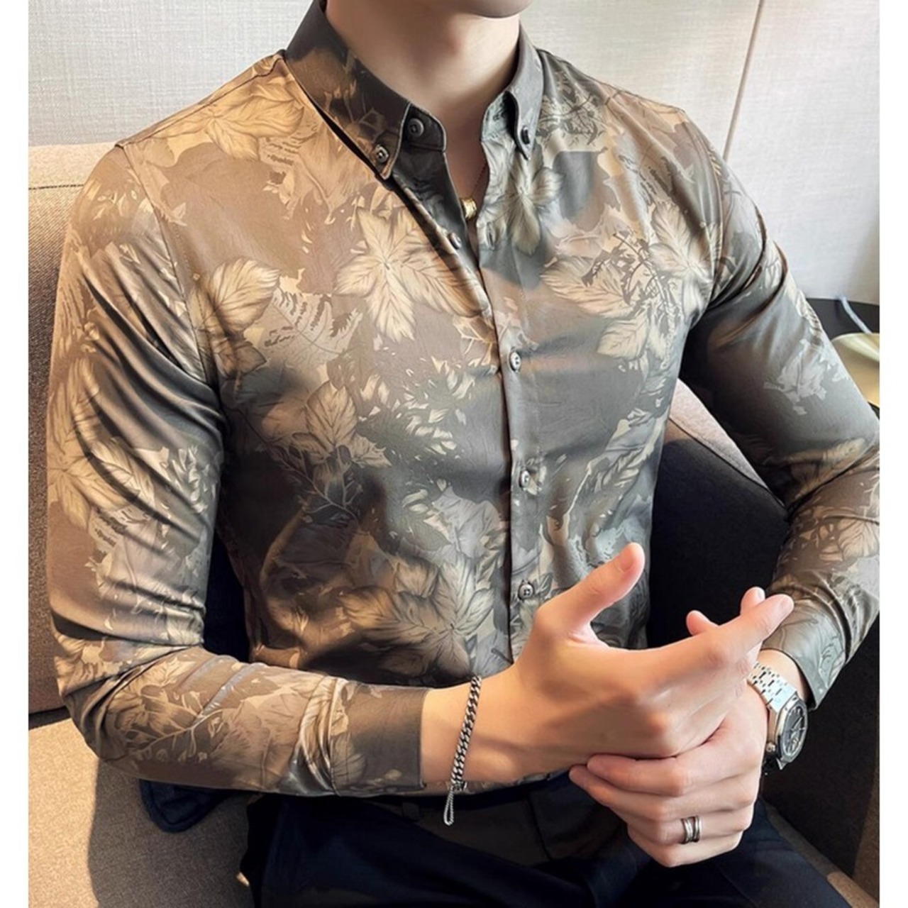 slim leaf shirt tops 00180