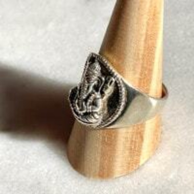 【ガネーシャ様の神前にてアチューメント】ガネーシャ神　シルバーリング　（16号）　5214